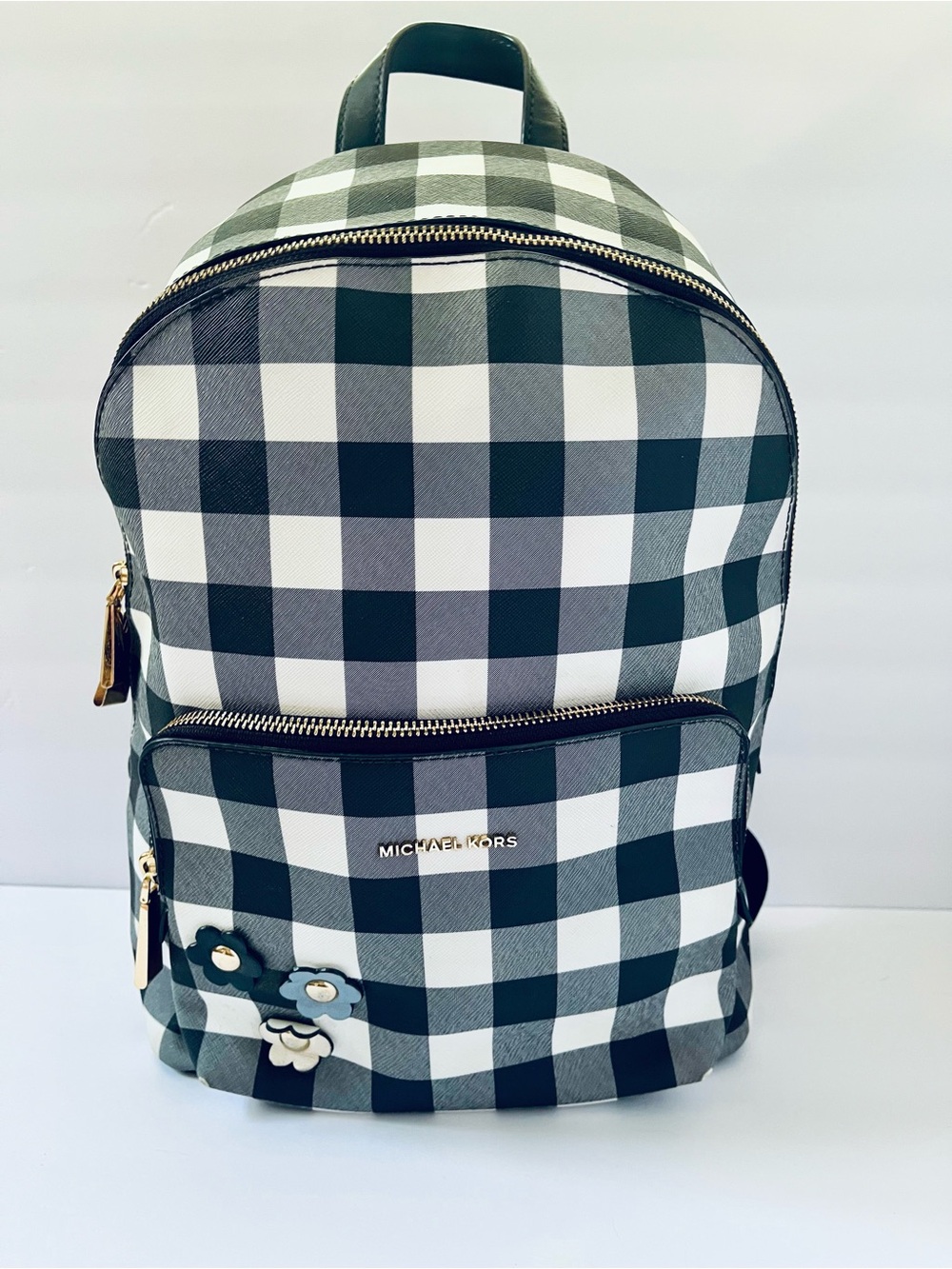 📖 Michael Kors Gingham Abbey Medium Backpack - Clean Girl Academia 🖤